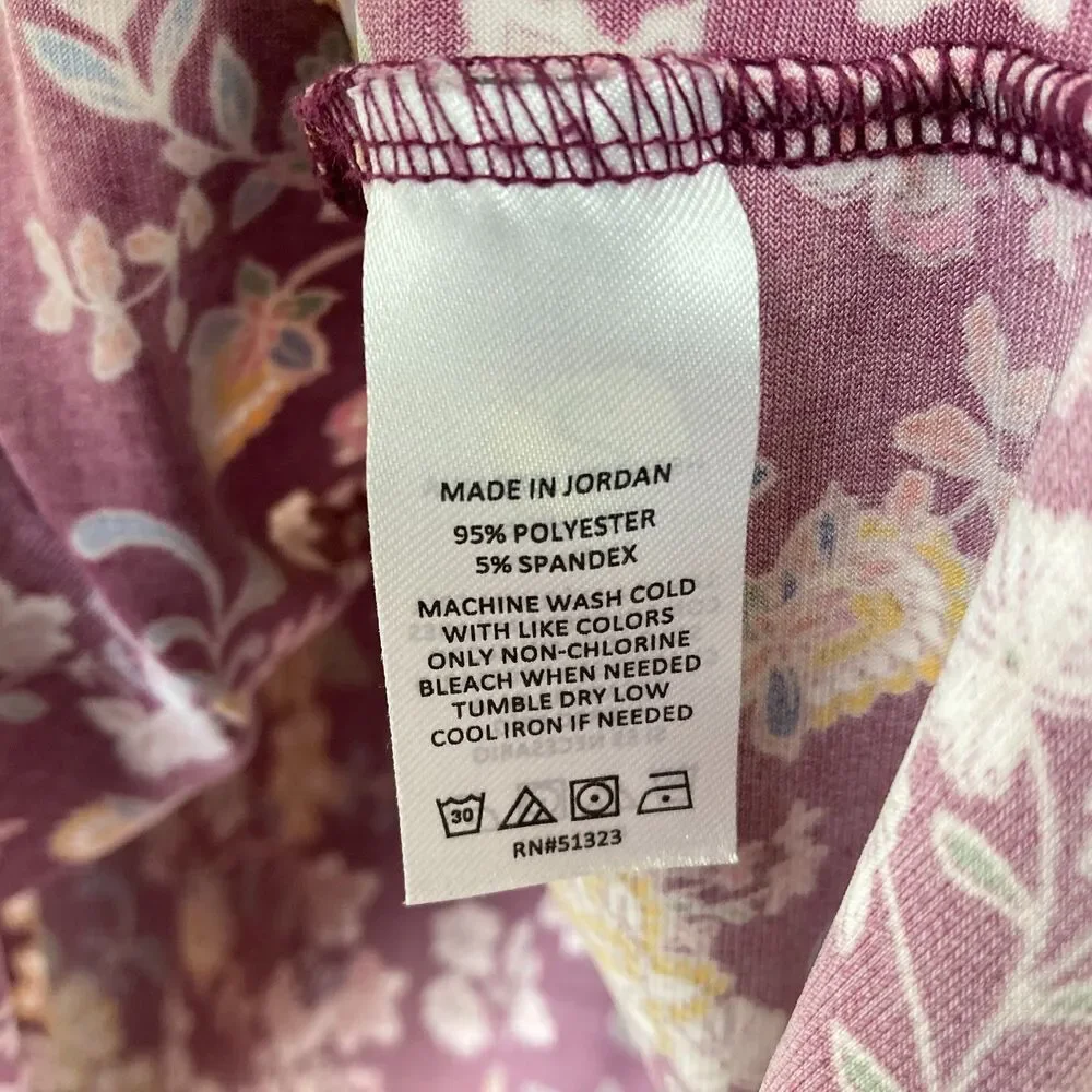 Vince Camuto Women's V-Neck Tunic Blouse Size L Brown Multi Floral Office Casual